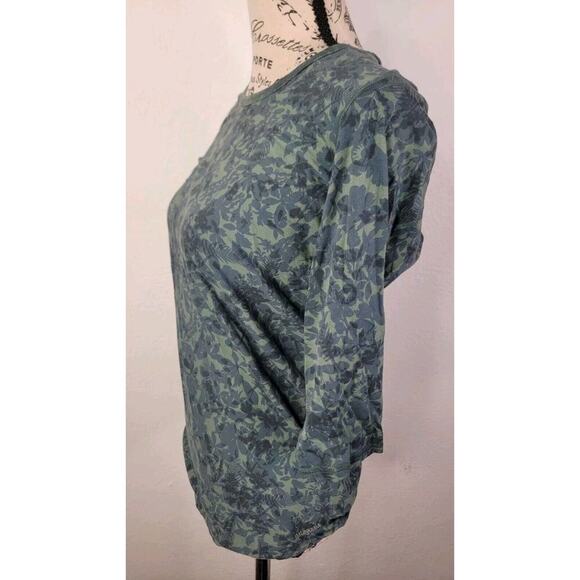 Patagonia Basic Tee Womens XS Pullover Crewneck 3/4 Sleeve Floral Green - Picture 4 of 9